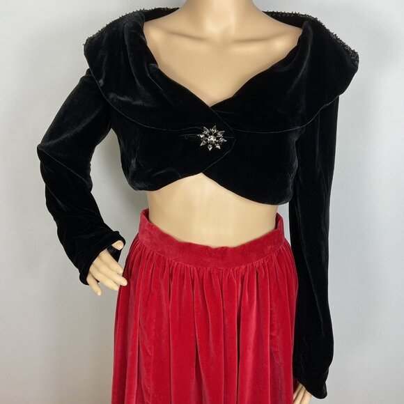 Zelda Soft Silk Blend Velvet Bolero Jacket Sz 6 Rhinestone Sequins Cropped - Picture 1 of 9